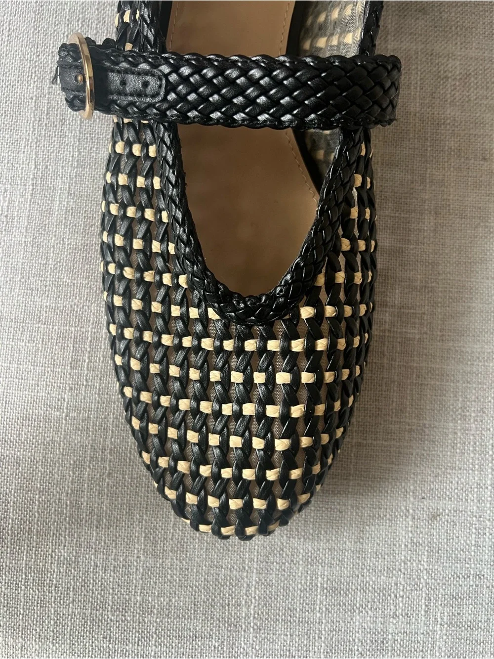 Universal Thread Mary Jane Ballet Flats, black/cream woven, W10, office casual